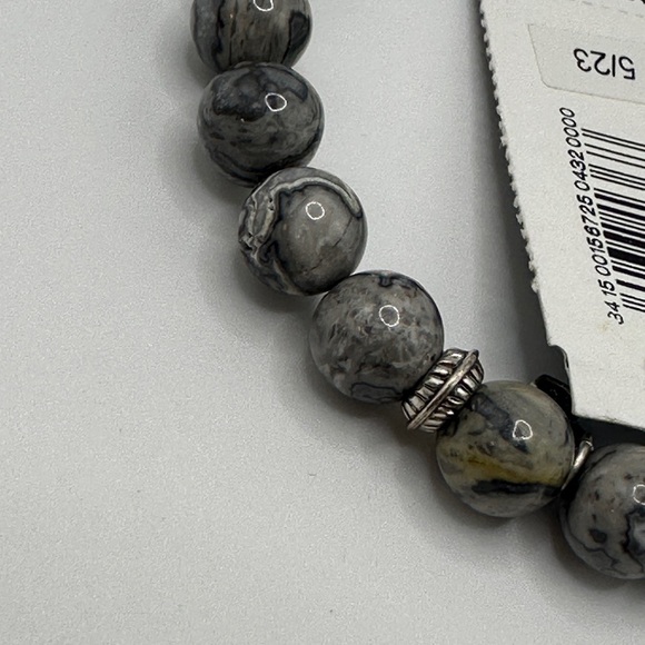 Express Genuine Stone Beaded Bracelet - Gray Jasper - Picture 3 of 3